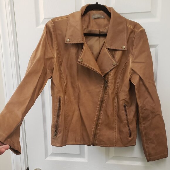 bagatelle Jackets & Blazers - Bagatelle, Brown faux leather jacket, collar, zipper front, SZ XL